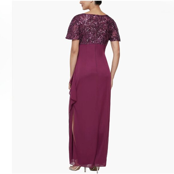 Alex Evenings Stretch Sequin Bodice Empire Waist Long Dress 8196771 - Picture 2 of 10